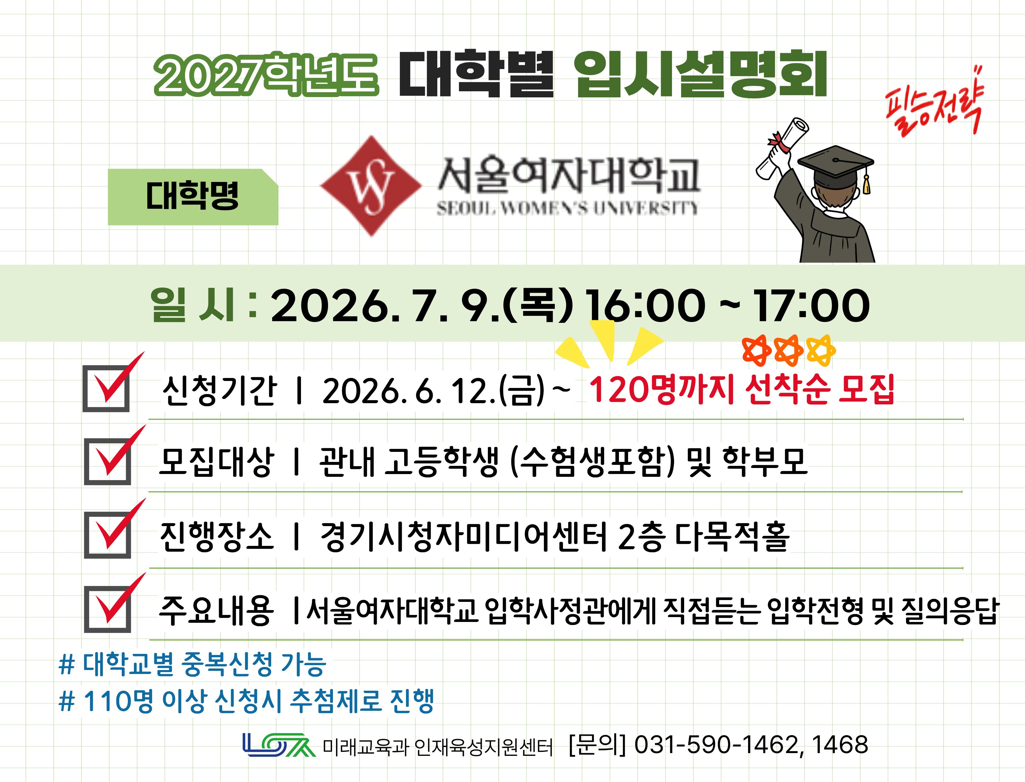 [서울여자대학교] 7/9(목) 대학별 입시설명회